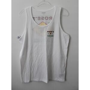 Old Navy Mens Graphic Tank Top Rose's Garden Bar White Size S NWT